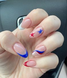 Holiday Nails Acrylic, Independence Day Nails, Red White And Blue Nails, White And Blue Nails, Teen Nails, Usa Nails, August Nails, Winter Park Florida, Fourth Of July Nails