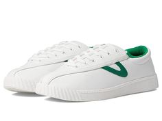 Tretorn Nylite Original - Women's Shoes : White/Green 1 : Get luxury in your feet wearing Tretorn Nylite Original footwear. Man-made upper. Man-made lining. Removable man-made insole. Round toe. Lace up closure. Man made sole. Imported. Measurements: Heel Height: 1 in Weight: 11 oz Platform Height: 3 4 in Product measurements were taken using size 8.5, width B - Medium. Please note that measurements may vary by size. Weight of footwear is based on a single item, not a pair. Classic Synthetic Sneakers For Spring, Classic Spring Synthetic Sneakers, Flat Everyday Sneakers For Spring, Everyday Flat Sneakers For Spring, Modern Sneakers With Removable Insole For Spring, Casual Spring Sneakers With Removable Insole, Modern Flat Sneakers For Spring, Green Everyday Sneakers For Spring, Lightweight Sneakers