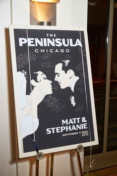 a poster is on display in front of a door with the words'the peninsula chicago '