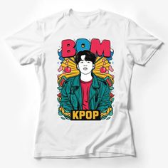 Kpop Fan T-Shirt, Bright Colorful Pop Art Style, Cool Graphic Tee, Unique Gift for Music Lover Female T-Shirt Custom graphic T-Shirt.Customize your color Kpop Fan Merchandise Graphic T-shirt, White Kpop T-shirt With Graphic Print, Kpop Style Short Sleeve T-shirt With Screen Print, Kpop T-shirt With Screen Print Short Sleeve, Kpop Style Screen Print Short Sleeve T-shirt, Kpop T-shirt With Screen Print, Kpop Graphic Design Crew Neck T-shirt, Kpop T-shirt With Graphic Print And Short Sleeves, Kpop T-shirt With Graphic Print