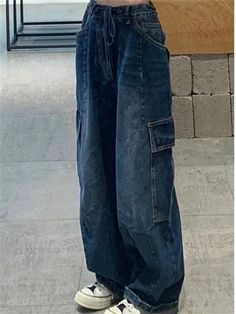 none High Waist Jeans Style, Korean Fashion Jeans, Baggy Pants Women, Baggy Cargo Jeans, Straight Wide Leg Pants, 00s Mode, Streetwear Korean, Alt Clothes, Y2k Women