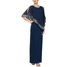 Manufacturer: SLNY Style Type: Maxi Dress Collection: SLNY Sleeve Length: Cape Sleeves Material: 96% Polyester/54% Spandex Fabric Type: Polyester Specialty: Asymmetric Sku: BH5876937 Size: 4P.  Color: Blue.  Gender: female.  Age Group: adult. Dress Extender, Flowy Summer Dresses, Plus Size Summer Dresses, Maxi Dress Collection, Maxi Dress Pattern, Boho Floral Dress, Short Sleeve Maxi Dresses, Cape Sleeves, Plus Size Maxi Dresses