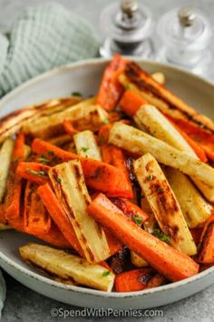 carrots and parsleys in a white bowl with the title overlay above it