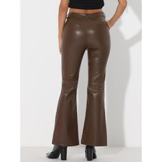 Made of faux leather fabric, these casual pants can keep you warm all the time while still flattering your figure. A high waist and straight leg design can highlight your leg line and elongated proportions, a sweet piece for you in each season. Perfect with heels, flats, or sneakers, matches well in crop tops, camis, sweaters, jackets, and so on for a chic look. Brown Faux Leather Full-length Pants, Brown Full-length Faux Leather Pants, Brown Full Length Faux Leather Pants, High Waist Brown Pants, High-waisted Brown Leather Pants, Brown Leather High-waisted Pants, Fall Wide Leg Faux Leather Pants, Trendy Brown Pants With Belt Loops, Brown Wide Leg Leather Pants For Fall