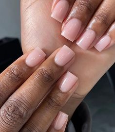 Biab Nail Sets, Soft Pink Overlay Nails, Square Powder Nails, Short Square Overlay Nails, Acrylic Powder On Natural Nails, Pink Nails For Dark Skin, Nails Pink Powder, Pink Powder Acrylic Nails, Nail Overlay Ideas