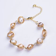 7-8mm Freshwater Cultured Pearl Bracelet in 14K Gold Over Sterling Sil – Huge Tomato Elegant Pearl Jewelry, Pearl Bracelet Gold, Gold Pearl Bracelet, Cultured Pearl Bracelet, Freshwater Pearl Drop Earrings, Buy Pearls, Freshwater Pearl Jewelry, Jewelry Mirror, Freshwater Pearl Bracelet