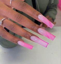 Baddie Nails Acrylic Pink And White, Pink Nails Acrylic Baddie, Long Square Acrylic Nails Pink Simple, Long Tapered Square Nails Pink, Long Acrylic Nail Designs Square, Pink Dope Nails, Baddie Nails Acrylic Designs Pink, Long Acrylic Nails Square Ideas Pretty, Pink Birthday Nails Black Women