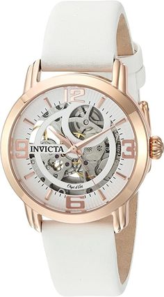 Invicta Women's Objet D'Art 36mm Rose Gold Tone Stainless Steel Automatic Watch with Satin Band, White/Rose Gold, Black/Rose Gold, Black/Stainless Steel (Model: 22655, 22620, 22621, 22623) Invicta Watches Women, Best Smart Watches, Gold Plated Watch, White Watch, Invicta Watches, Wedding Watch, Black Stainless Steel, Watches Jewelry