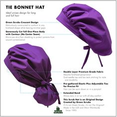 the bonnet hat is shown with instructions for how to tie it