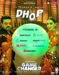 the poster for dhop starring on apple music, spotify and game changer