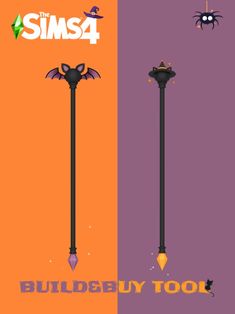 two street lights with bats on them and the words buildby tool above it in front of