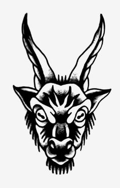 a black and white drawing of an animal's head