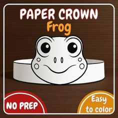 the paper crown frog is on display for children to use