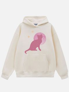 Material: 100% Cotton.Clothing details: Shiny Cat.SIZE GUIDE Winter Long Sleeve Hoodie With Cat Design, Trendy Fall Hoodie With Cat Design, Trendy Winter Hoodie With Cartoon Print, Casual Hoodie With Cat Design, Casual Hooded Hoodie With Cat Print, Long Sleeve Cotton Hoodie With Cat Print, Casual Cat Design Hoodie Sweatshirt, Winter Cat Design Sweatshirt For Streetwear, Casual Hoodie Sweatshirt With Cat Design