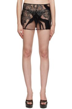 Black Miniskirt, Mesh Skirt, Lingerie Collection, Flocking, Lace Trim, Bags For Women, Mini Skirts, Designer Clothes, Women Wear