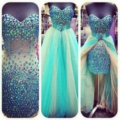 Sexy Colored Crystal Rhinestones Removable Skirt Sheath Long Heavy Beadings Green Champagne Long Prom Dresses Turquoise Homecoming Dresses, Removable Skirt, Green Champagne, Prom Dress 2014, Tulle Homecoming Dress, 2014 Dresses, Unique Prom Dresses, Piece Prom Dress, Sweet 16 Dresses