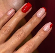 Subtle Red Nails, Cute Short Red Nails, Coral Nails With Design, Plum Nails, Beauty Hacks Nails, Subtle Nails, Bright Nails, Neutral Nails