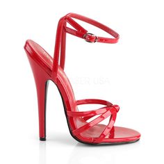 6" Strappy Ankle Wrap Sandal Color: Red Patent Cushioned Foot-Bed Size 6 - 15 Ny Warehouse In Stock New In Box Red Strappy Sandals With 4-inch Heel, Red Sandals With Single Toe Strap For Party, Red Strappy Heels With 4-inch Heel, Red Heels With Wrapped Heel And Single Toe Strap, Brian Atwood Heels, Alternative Shoes, Statement Heels, Festival Shoes, Pleaser Shoes