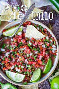 a bowl filled with salsa and tortilla chips