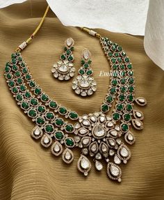 Royal Victorian Mossanite Flower Layer Neckpiece For Rs 7950 Shop from our website emblish.in #emblish #emblishcoimbatore #victorianjewellery #victorianneckpiece #coimbatorebridaljewellery Royal Jewelry Indian, Kuchu Designs, Pearl Neck, Diamond Pendant Jewelry, Simple Jewellery, Neck Pieces Jewelry, Indian Jewelry Earrings