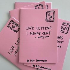 four pink envelopes with love letters written on them