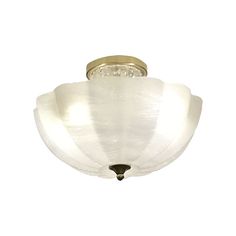 a ceiling light with a glass shade on it's top and the bottom half