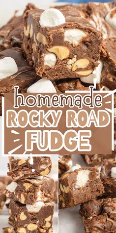 homemade rocky road fudge recipe with chocolate and marshmallows