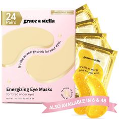 It’s like an energy drink for your eyes. Bye-bye, tired under-eyes! These game-changing under-eye masks give the delicate skin of your under eyes a much-needed energy boost for late nights and early mornings. They effectively brighten those pesky dark circles and visibly de-puff even the worst of under-eye bags. Talk about 24k magic. Power-Packed Ingredients: Hyaluronic Acid: Locks in moisture to deeply hydrate the skin for a dewy glow. Chondrus Crispus: Protects the skin against visible effects Grace And Stella Eye Mask, Late Nights And Early Mornings, Dry Under Eyes, Under Eye Mask, Under Eyes, Early Mornings, Under Eye Bags, Eye Masks, Energy Boost