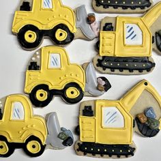 decorated cookies with construction vehicles on them