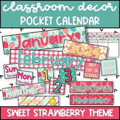 the classroom decor pocket calendar is shown