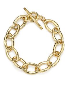 Crinkle-textured links lend a classically luxe look on Ippolita's 18K gold Glamazon bracelet. House In New York, Bracelet Online, Virtual Fashion, Fine Jewelry Bracelets, Bastille, Metal Bracelets, Toggle Clasp, Organic Shapes, Luxury Jewelry