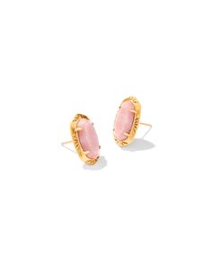 The dainty details of the Ellie Vintage Gold Etch Frame Stud Earrings in Blush Pink Quartzite make them an ear stack standout. Our signature stone studs get a taste of the West in this darling iteration, complete with an etched metal frame inspired by the tooled designs found on leather saddles. These earrings are a part of Yellow Rose by Kendra Scott��—a brand that celebrates ranch life with Kendra Scott staples alongside select curated jewelry pieces and accessories. Metal Vintage 23k Yellow Gol Pink Quartzite, Short Pendant Necklace, Metal Etching, Ear Stack, Gold Cocktail Ring, Gold Statement Necklace, Gold Cocktail, Ranch Life, Stone Studs