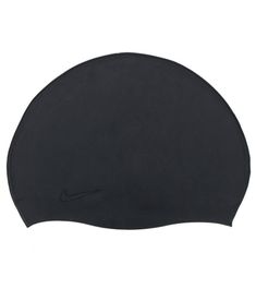 the nike swimming cap is shown in black