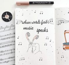 an open notebook with music notes on it