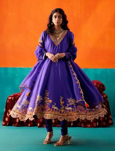 Purple Anarkali, Suits For Women Indian, Cotton Suit Designs, Indian Anarkali, Fashionable Saree Blouse Designs, Embroidered Anarkali, Purple Suits, Indian Dresses Traditional, Embroidered Dupatta