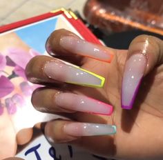 Pride Nails Acrylic Coffin, Pride Nails Acrylic, Instagram Baddie Acrylic Nails, Baddie Acrylic Nails, Acrylic Nails Long, Bright Summer Acrylic Nails, Pride Nails, Nails Acrylic Coffin, Finger Art