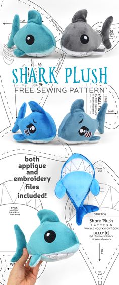 shark plush sewing pattern with instructions to make it