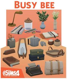 an image of a poster with various items in it that say busy bee on the front