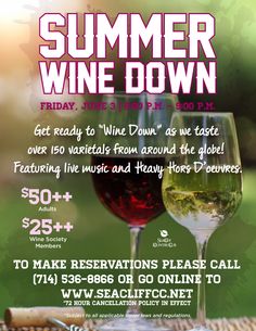 Summer Wine Down flyer poster event template Country Club Social Event Ideas, Home Boutique Ideas, Client Appreciation Events, Edm Design, Winter Club, Winery Event