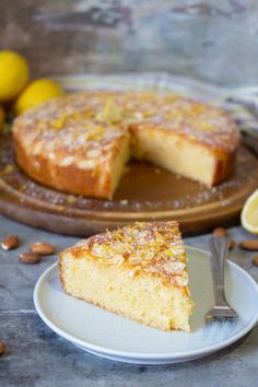 a slice of lemon cake on a plate