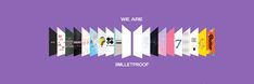 we are bulletproof on purple background with different colors and shapes in the same pattern