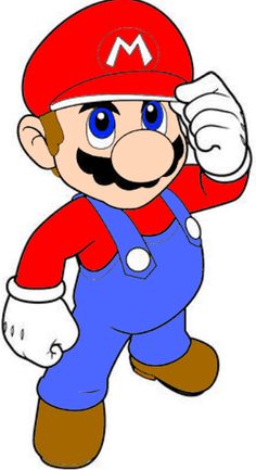 an image of mario running with his arms in the air and one hand on his head