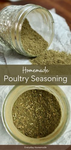 homemade poultry seasoning in a glass jar