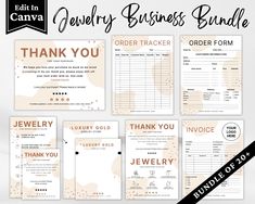 the jewelry business bundle includes an order form, thank card and other items