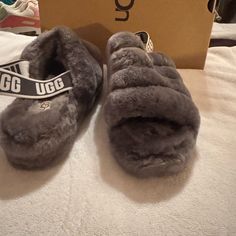 Grey Color Never Worn No Box Grey Ugg Slippers, Grey Ugg, Fluff Yeah Slide, Lady Pirate, Ugg Slippers Women, Pirate Wench, Shoes Grey, Ugg Slippers, Slingback Shoes