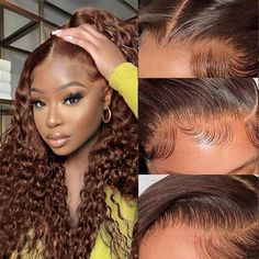 Chocolate Brown HD Lace Front Wigs Human Hair 180% Density 13X4 Water Curly Lace Brown Lace Front Wig, Brown Lace Front, Brown Water, 100 Human Hair Wigs, Curly Lace Front Wigs, Wigs Human Hair, Brown Wig, Wig Accessories, Deep Wave