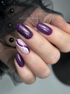 25 Dark Purple Nails That Add A Touch Of Glamour Royal Purple Nails Design, Cute Dark Purple Nails, Eggplant Purple Nails, Winter Purple Nails, Dark Purple Acrylic Nails Design, Dark Purple Glitter Nails, Dark Purple Nails With Design, Winter Nails Purple