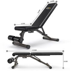 the adjustable weight bench is shown with measurements for each position and how to use it