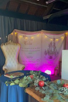 "This Personalised 15th Birthday Backdrop will be a beautiful addition to your Quinceanera decoration. Create a beautiful fairytale birthday theme to remember with this unique princess castle backdrop 🎀FEATURES -100% Soft Polyester -High quality durable print -Water and Mildew resistant -Light weight 🎀SIZE Medium Size Backdrop:  51\" x 60\" (4.3x5ft) Large Size Backdrop:      68\" x 80\" (5.7x6.7ft) Giant Size Backdrop:      88\" x 104\" (7.3x8.7ft) 🎀Printed in USA 🎀HOW TO HANG Your custom backdrop is very light weight and therefore easy to hang. No grommets - so easy to hang on wall or backdrop stand with  -Pins -Tapes Tacks -Command Strips -Curtain Clips  -Clamps.  🎀PERSONALIZATION Each photography backdrop is fully customizable to fit your unique Occasion . Please enter your person Fairytale Birthday Theme, Birthday Party 15, Book Backdrop, Princess Backdrops, Fairytale Birthday, Castle Backdrop, Fifteenth Birthday, Fairytale Party, Party Backdrops