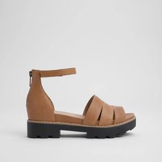 Elevating the everyday. A platform sandal with a wedge heel and back zipper closure, in soft tumbled leather. Leather Wedge Sandals, Leather Wedges, Wedge Sandal, Tumbling, Platform Sandals, Wedge Heels, Wedge Sandals, Shoes Sandals, Shoe Accessories